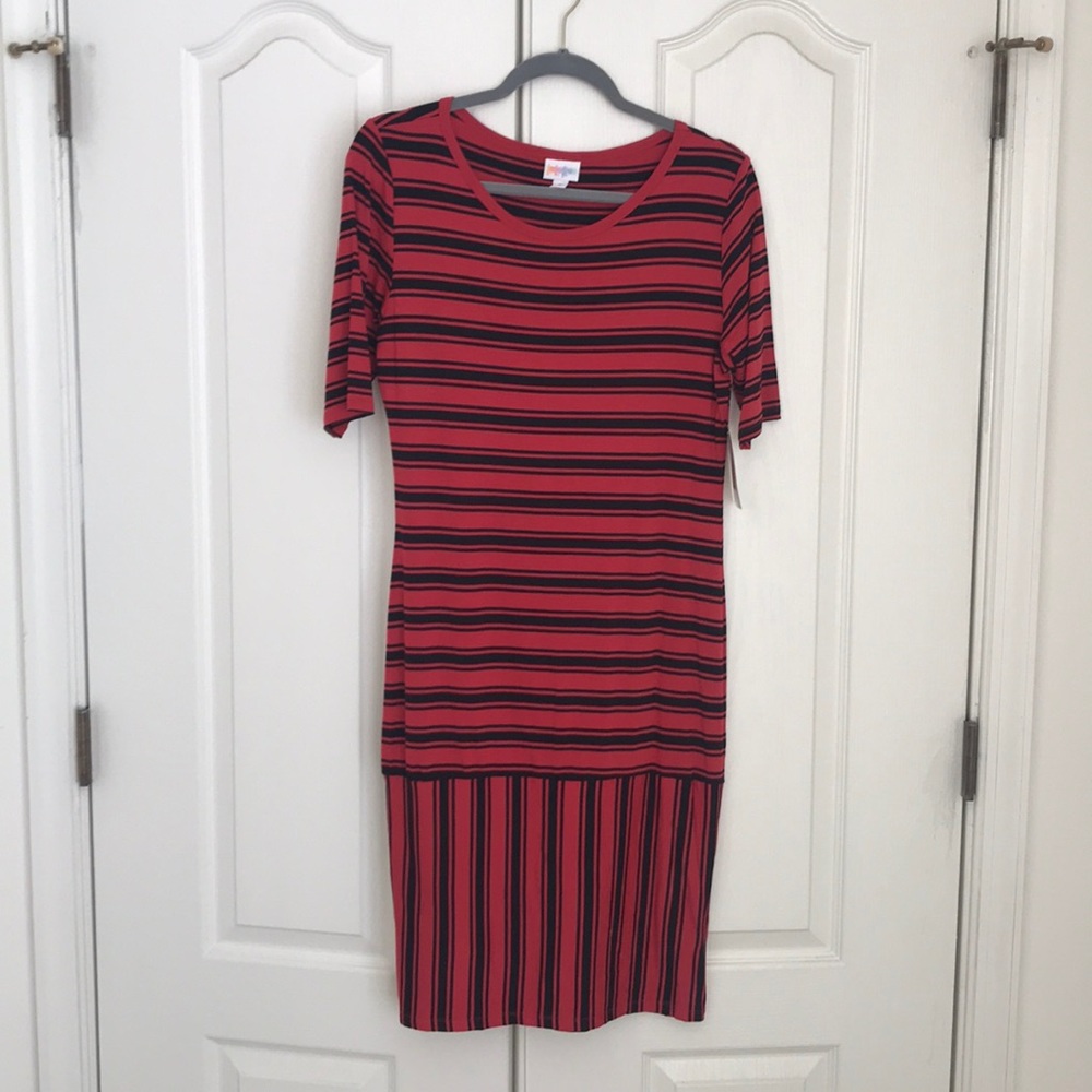 Lularoe Red and Black striped Julia